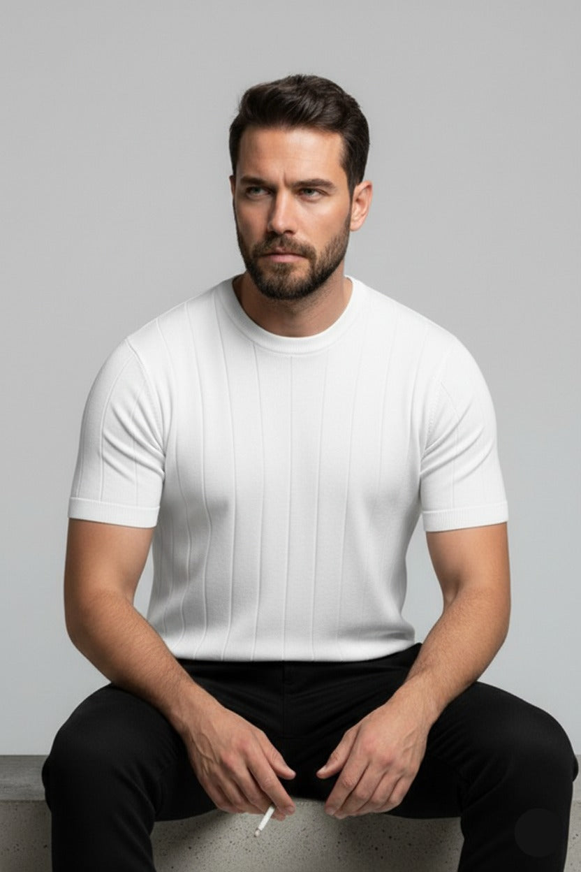 Drop Needle Tee For Men - White