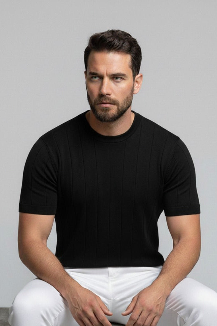 Drop Needle Tee For Men - Black