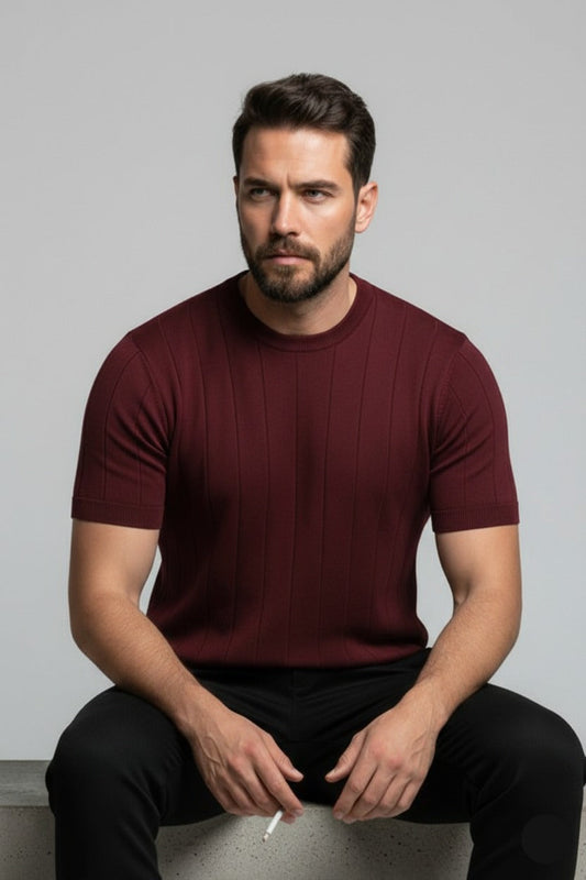Drop Needle Tee For Men - Maroon