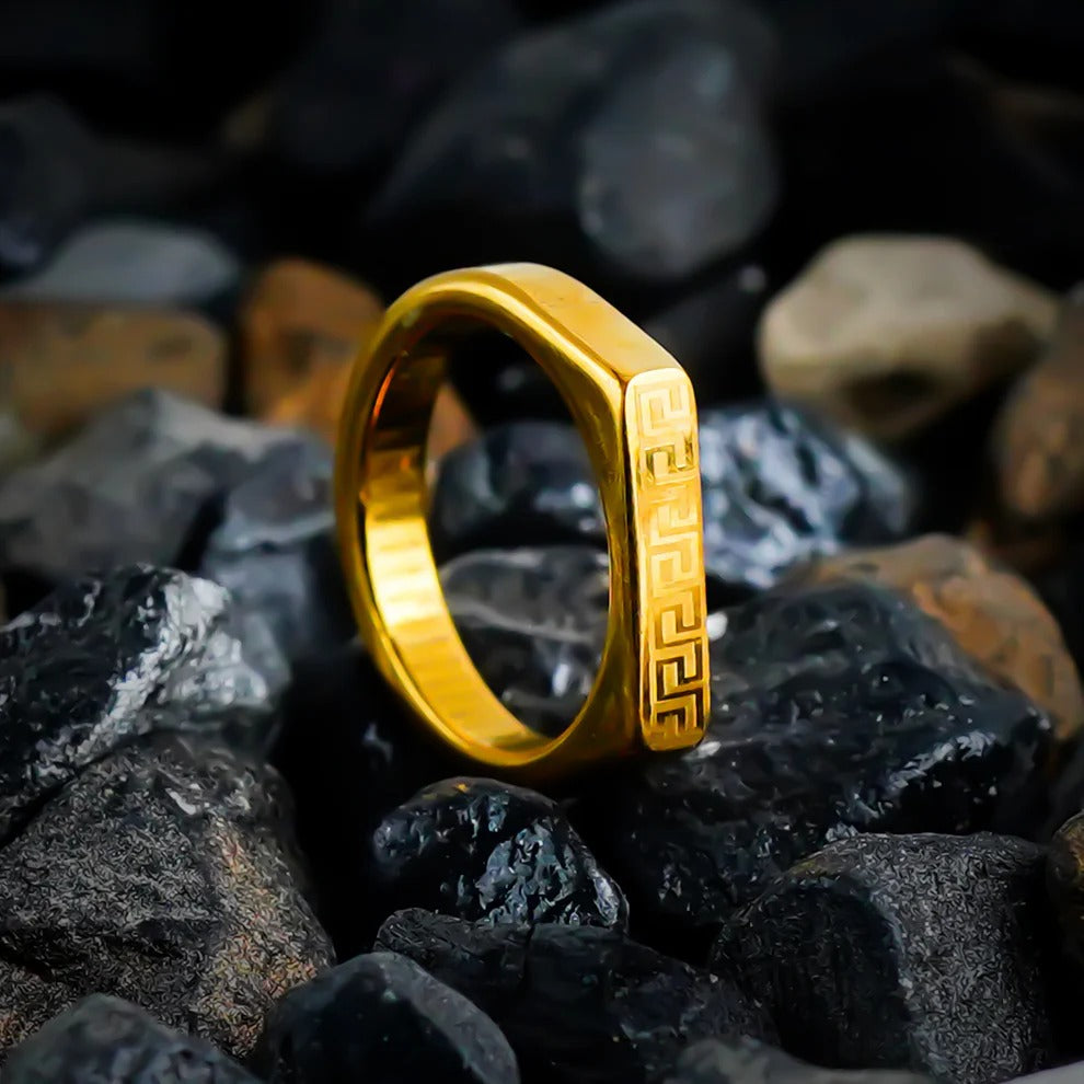 Elysian Greek Key Ring - GOLDEN