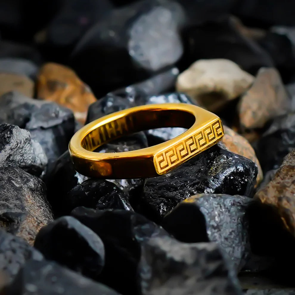 Elysian Greek Key Ring - GOLDEN