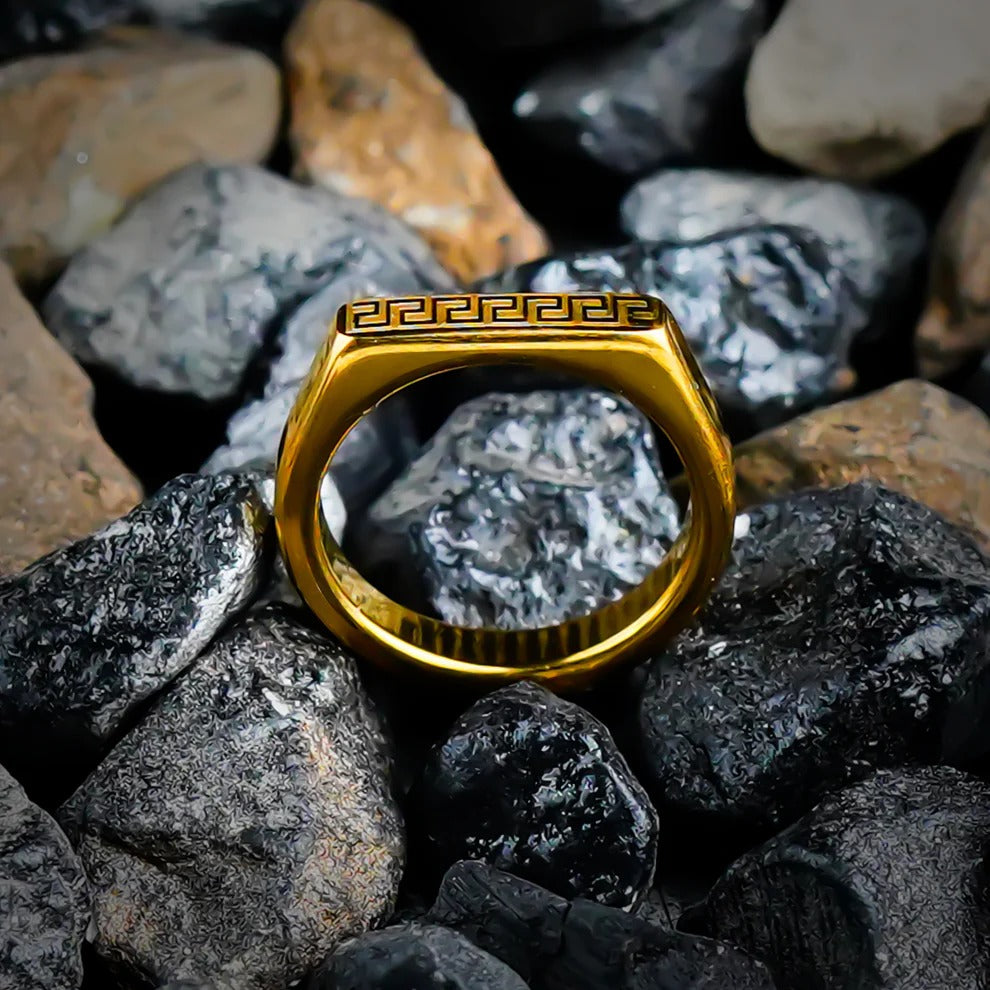 Elysian Greek Key Ring - GOLDEN