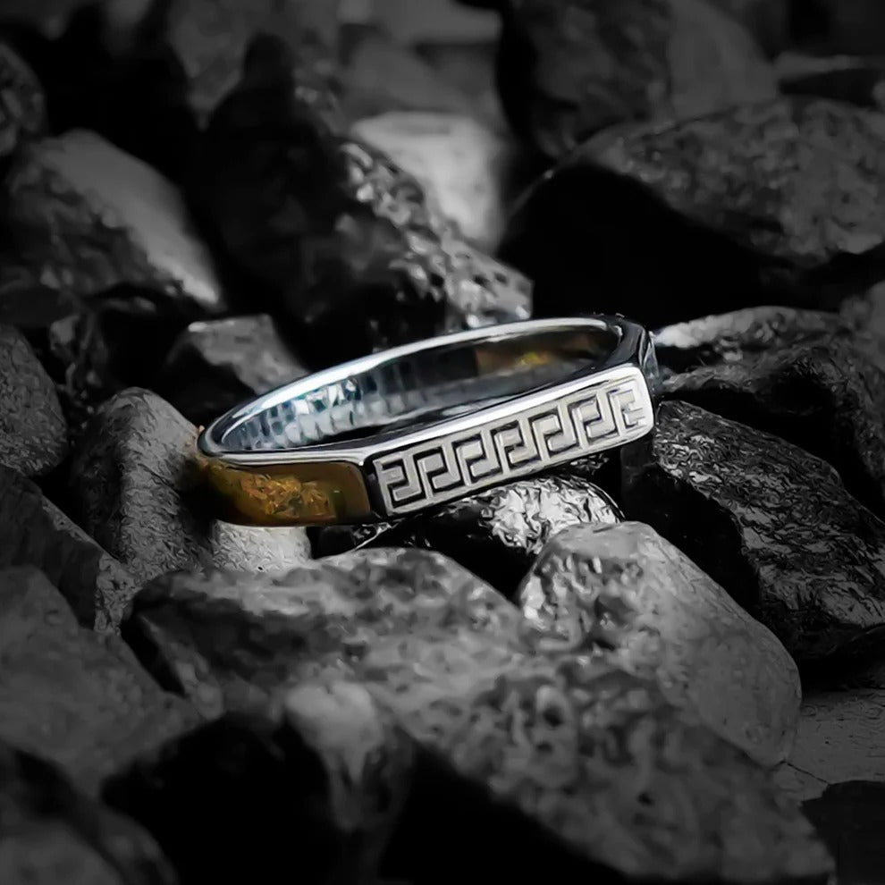 Elysian Greek Key Ring - SILVER