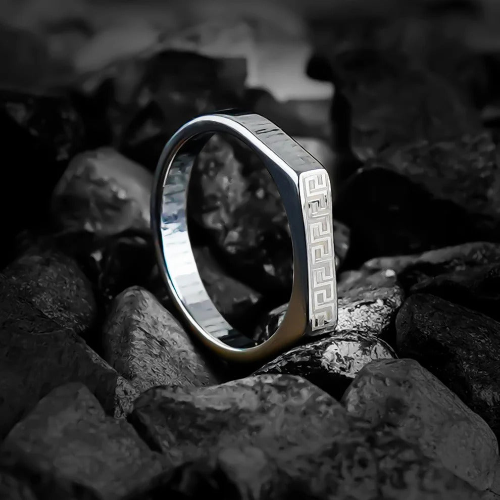 Elysian Greek Key Ring - SILVER