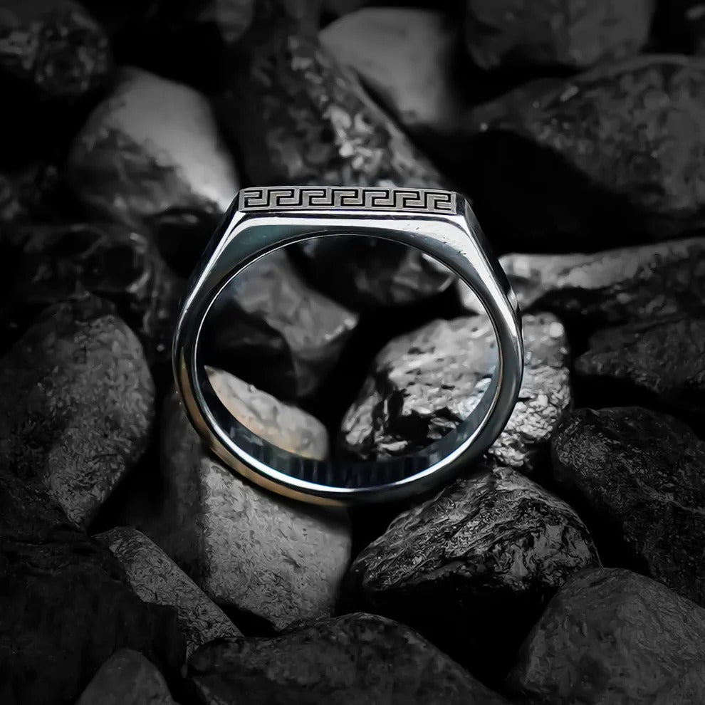 Elysian Greek Key Ring - SILVER