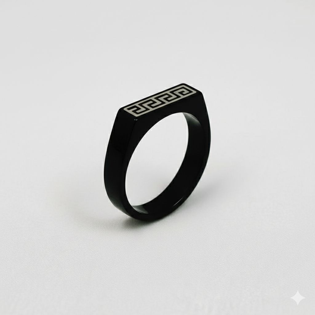 Elysian Greek Key Ring - BLACK