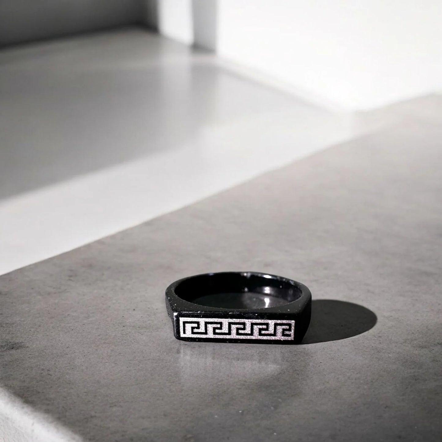 Elysian Greek Key Ring - BLACK