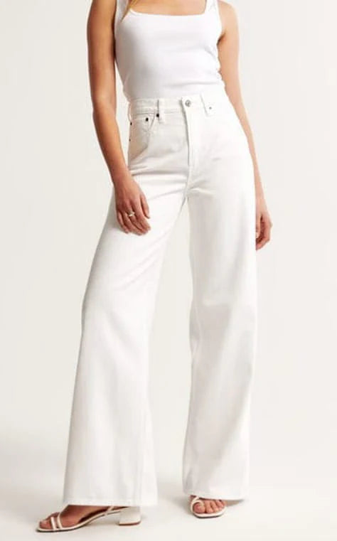 Soxage - Wide Leg Denim Jeans - White