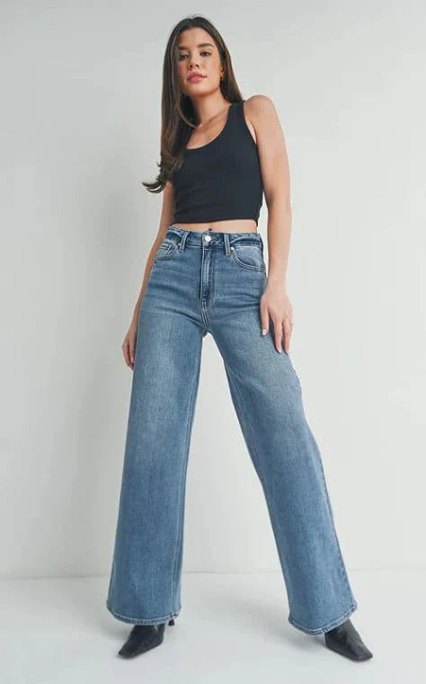 Soxage - Wide Leg Denim Jeans - Blue