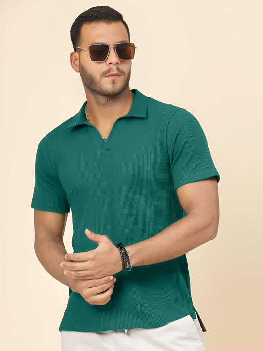 SOXAGE  - Premium Waffle Knitted Polo - Olive Green