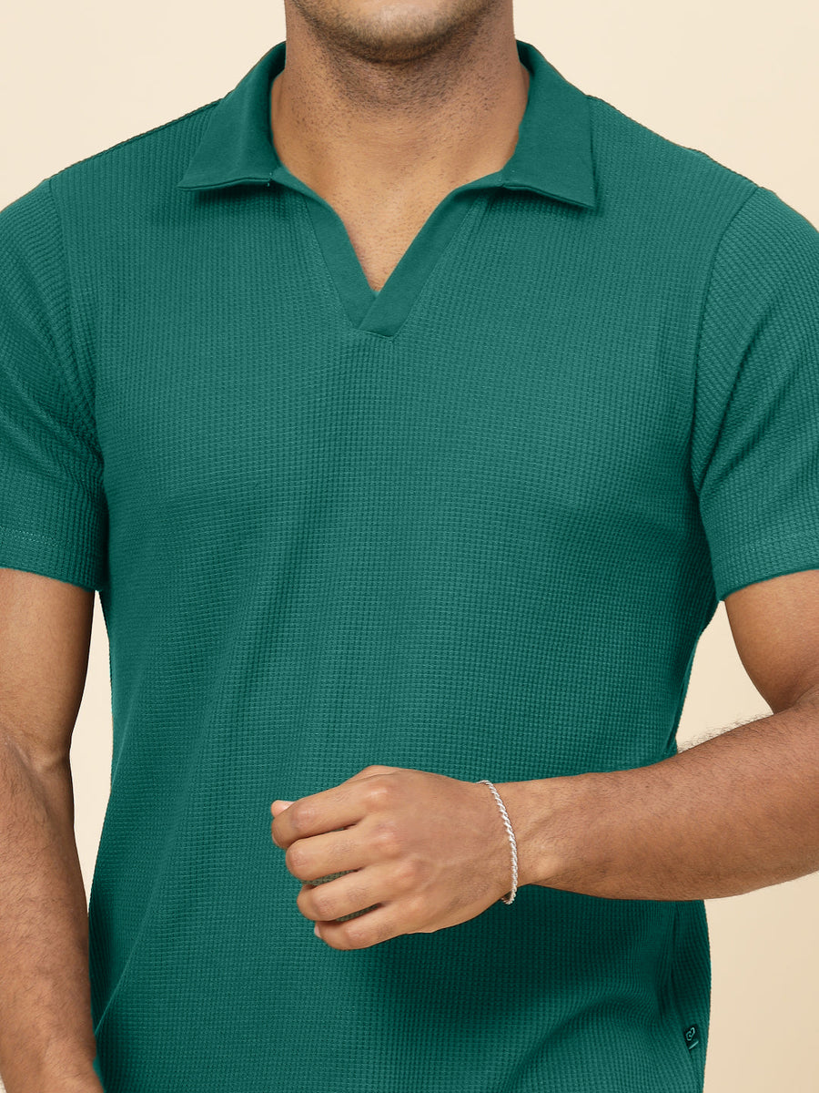 SOXAGE  - Premium Waffle Knitted Polo - Olive Green