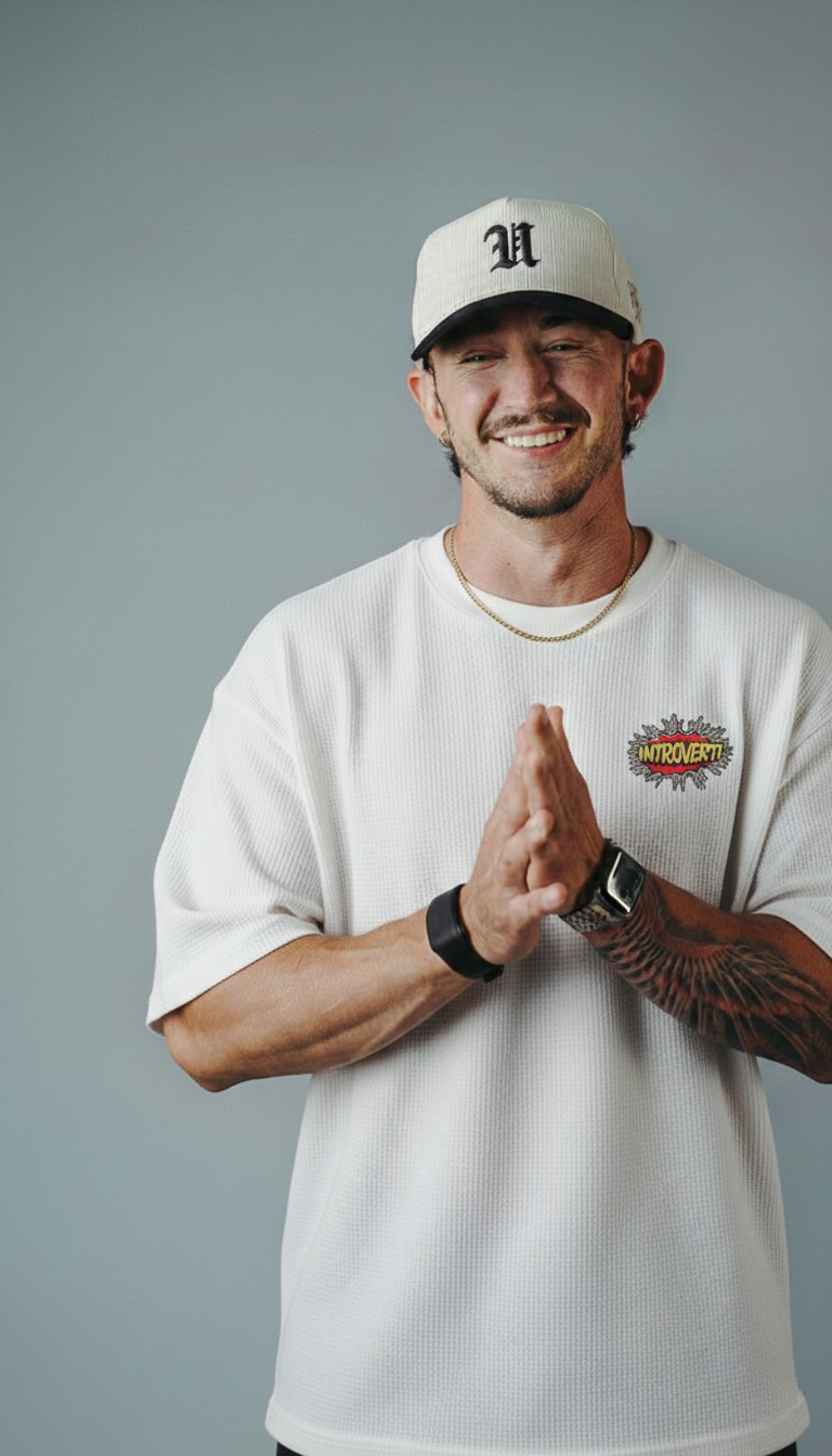 Introvert Waffle Knitted DropShoulder T-Shirt - White