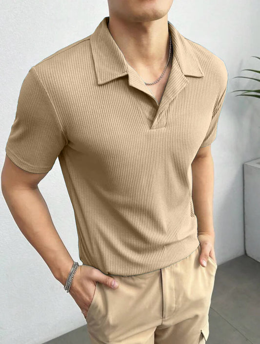 Flash Sale - Waffle Knitted Polo - Beige
