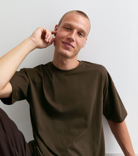 Soaxge - Premium Drop Shoulder Tee For Men -  Brown