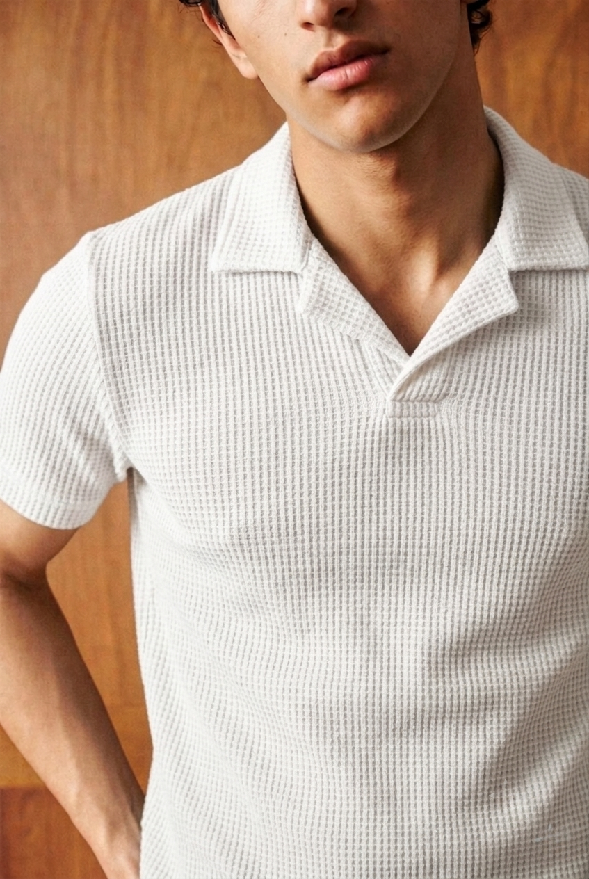 SOXAGE  - Premium Waffle Knitted Polo - White
