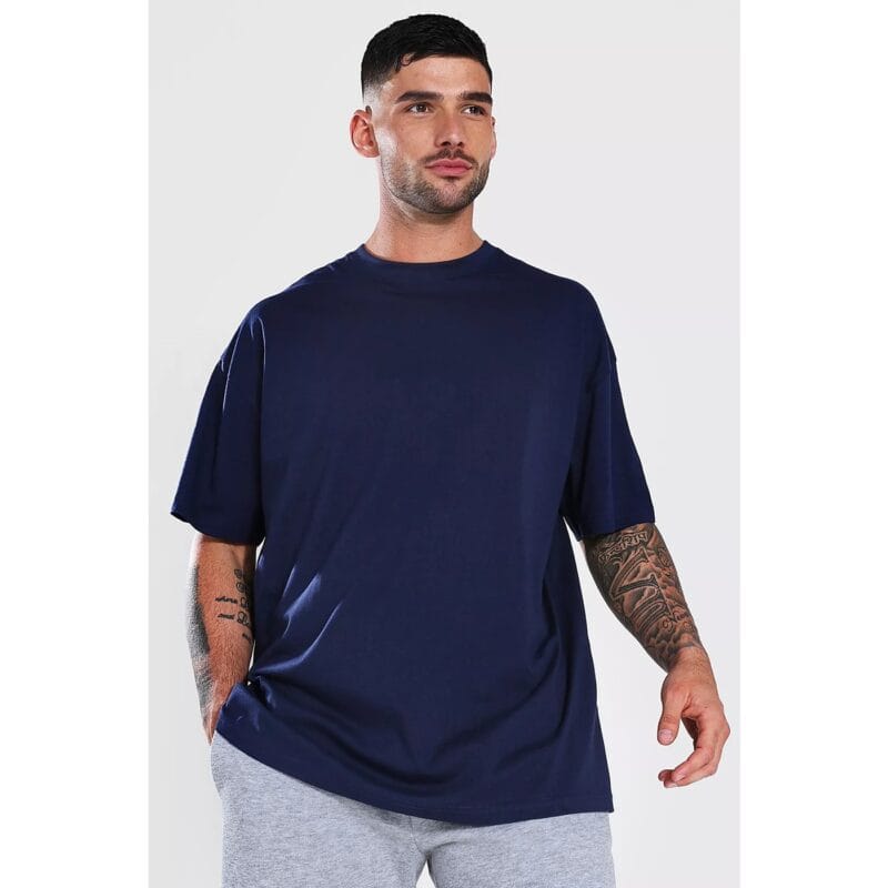 Soaxge - Premium Drop Shoulder Tee For Men -  Navy Blue