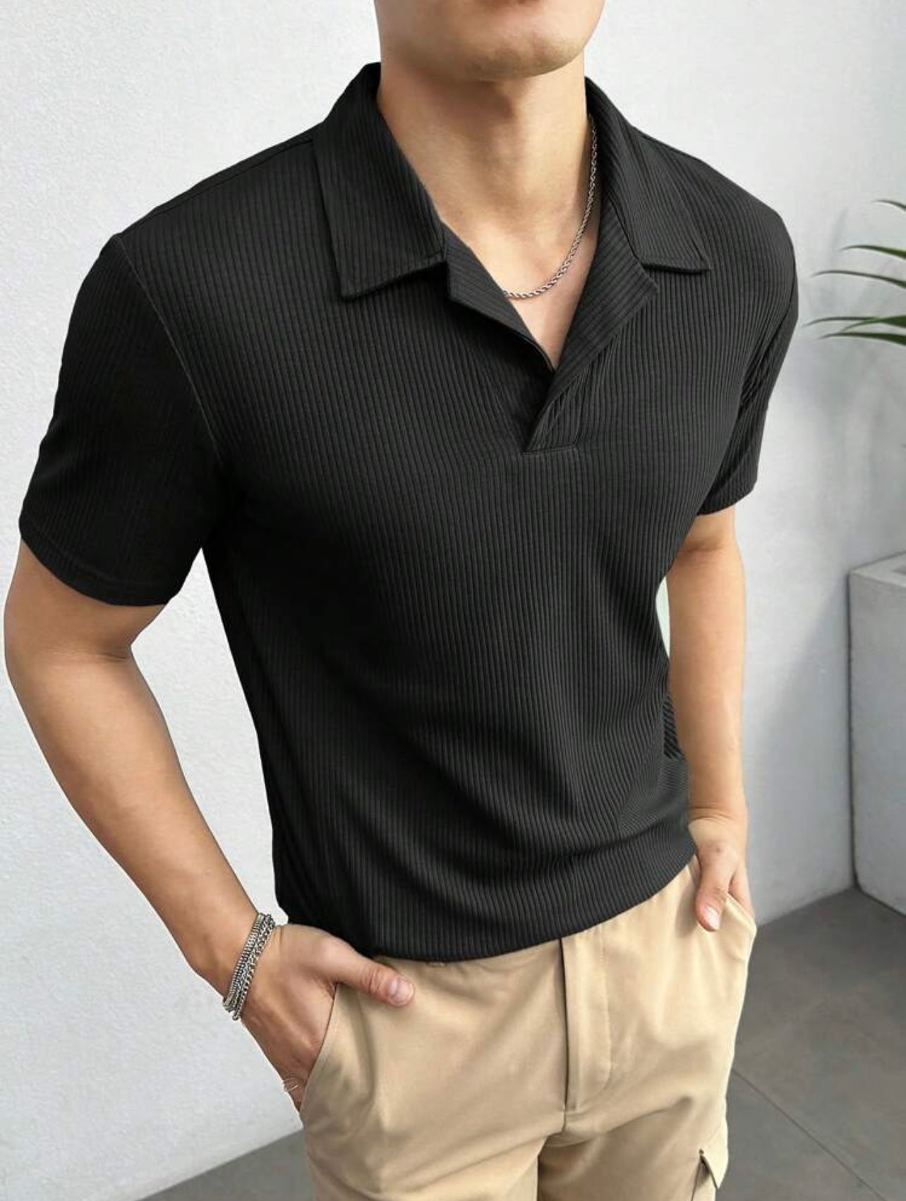 SOXAGE  - Premium Waffle Knitted Polo - Black