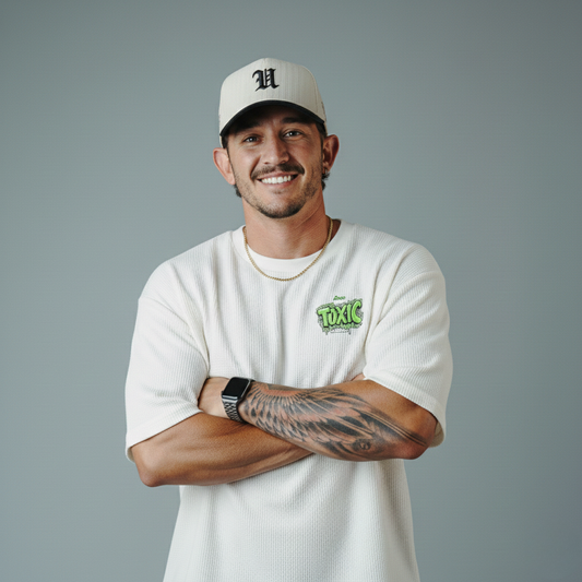 TOXIC Waffle Knitted DropShoulder T-Shirt - White