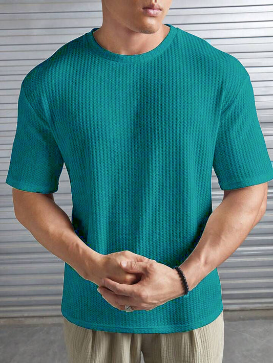 SOXAGE -  Oversized Waffle Knit Tee For Men - Turkish Green