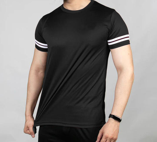 Soxage - DriFit Double Strips Printed T-Shirt - Black