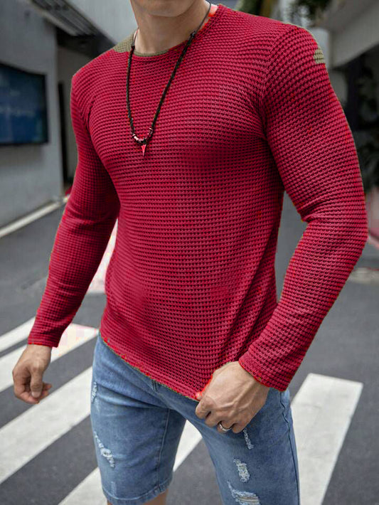 SOXAGE - Premium Full Sleeves Waffle Knit Tee For Men - Maroon