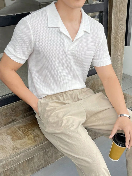 Flash Sale - Waffle Knitted Polo - White