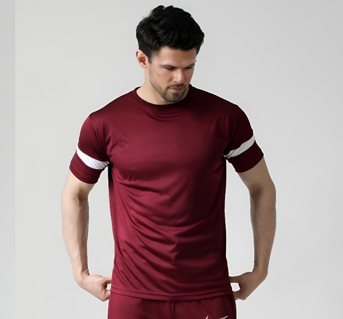 Soxage - DriFit Strips Printed T-Shirt - Maroon